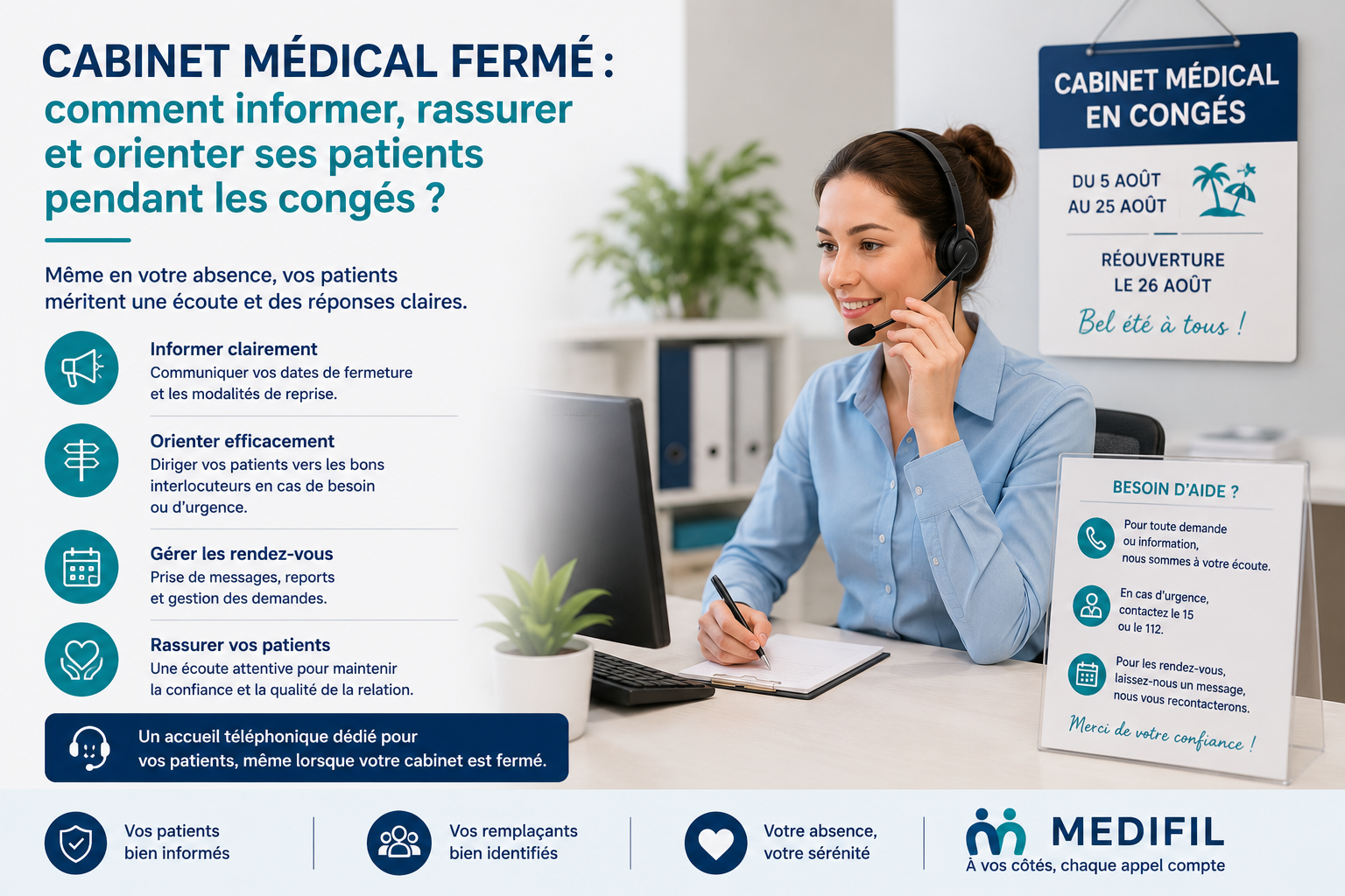 Cabinet médical fermé : comment informer, rassurer et orienter ses patients pendant les congés ?